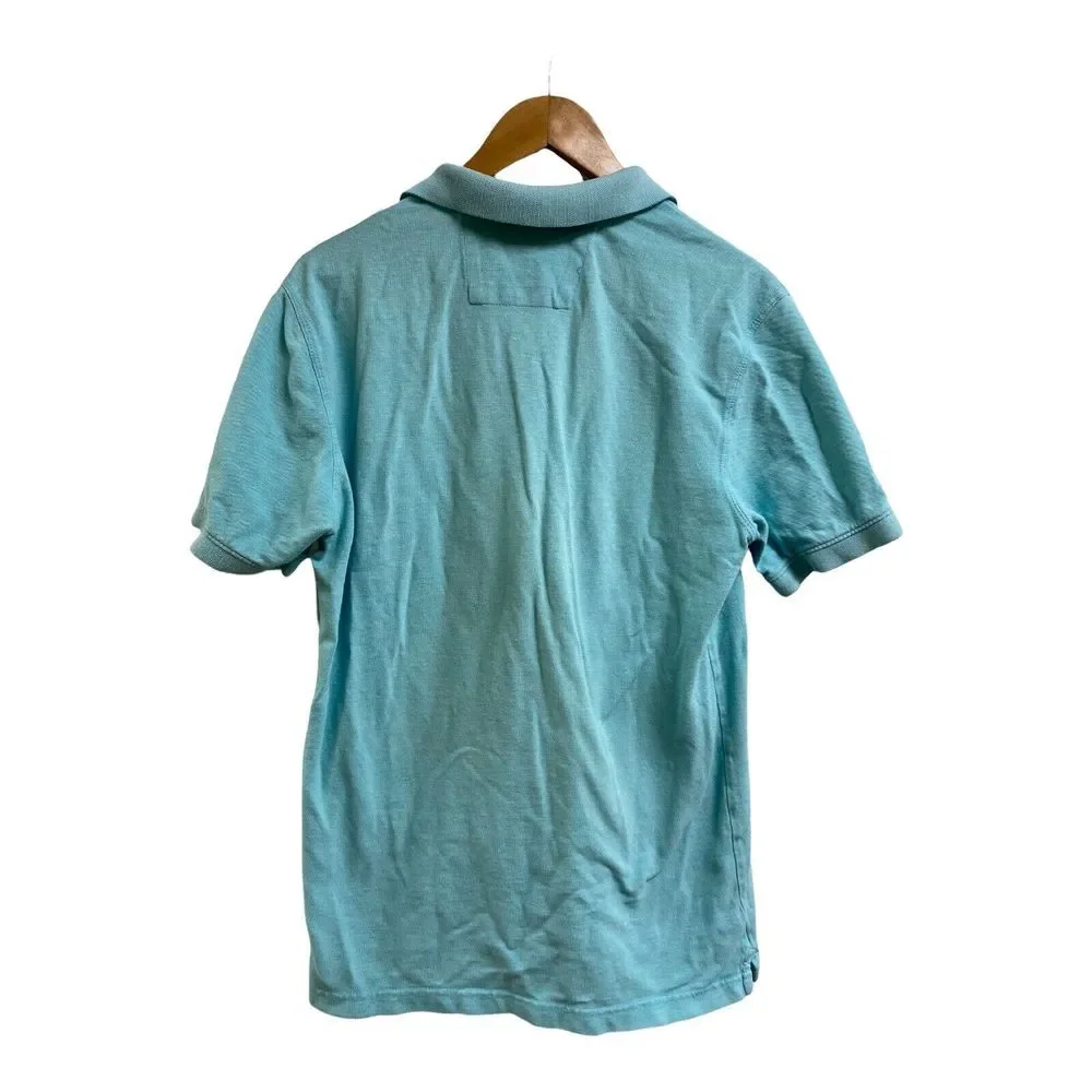 Banana Republic Men's Short Sleeve Polo Light Blue‎ Logo Cotton Size Large